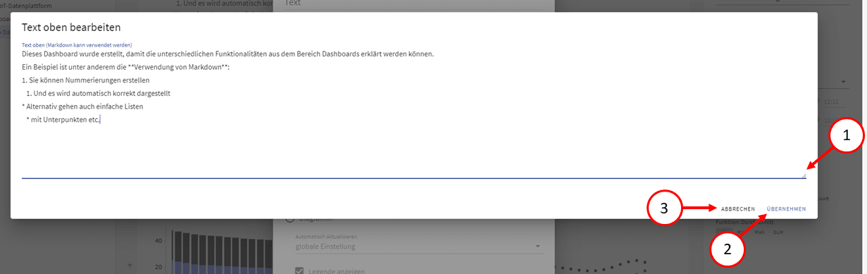 Markdown bearbeiten Dialog